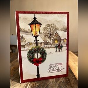 BUNDLE 10 EMBELLISHED CHRISTMAS HOLIDAY GREETING CARDS & ENVELOPES VINTAGE SCENE